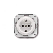 Prise Schuko en porcelaine blanche - Garby colonial