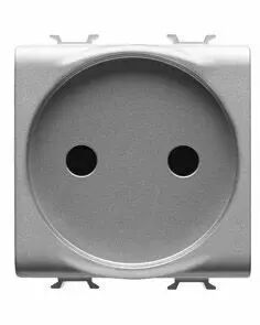Prise standard fran�ais 250v ac - 2p 16a - 2 modules - titane - chorus