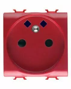 Prise standard fran�ais 250v ac - connexion automatique - pour lignes r�serv�es - 2p+t 16a - 2 modules - rouge - chorus