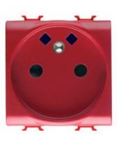 Prise standard français 250v ac - connexion automatique - pour lignes réservées - 2p+t 16a - 2 modules - rouge - chorus