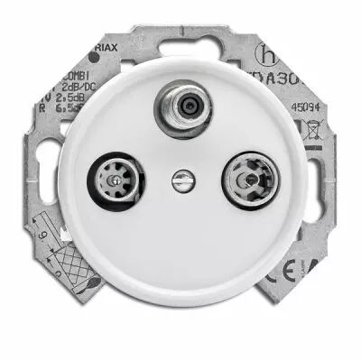 Prise TV-FM- SAT bakelite blanche pour cache en verre (100687)