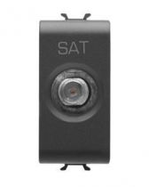 Prise tv/sat blindage classe a - connecteur f femelle - directe avec passage de courant - 1 module - noir - chorus