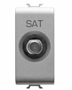 Prise tv/sat blindage classe a - connecteur f femelle - directe avec passage de courant - 1 module - titane - chorus