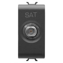 Prise tv/sat blindage classe a - connecteur f femelle - passante 10 db - 1 module - noir - chorus