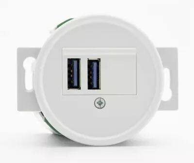Prise USB double blanche en duroplast (100877)