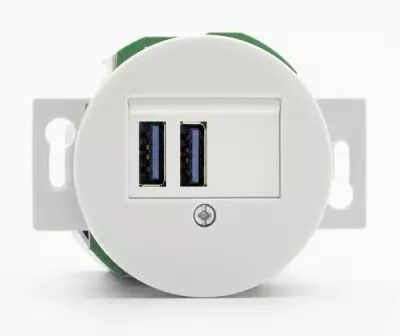 Prise USB double blanche en porcelaine (181979)