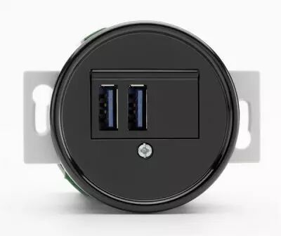 Prise USB double en bakelite noire (100876)