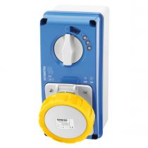 Prise verticale étanche Avec fond et avec Disjoncteur magnetothermique 2P+T 32A110V4H MT60 C IP67 (GW66062N)
