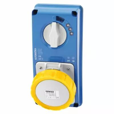 Prise verticale �tanche Sans fond et avec Disjoncteur magnetothermique.2P+T 32A110V4H MT60 C IP67 (GW66162N)