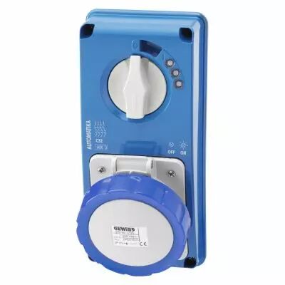 Prise verticale �tanche Sans fond et avec Disjoncteur magnetothermique.3P+T 16A 230V9H MT60C IP67 (GW66155N)