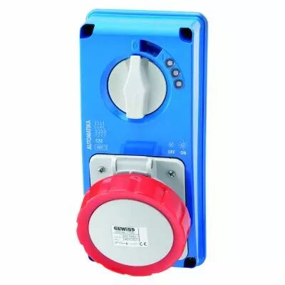Prise verticale �tanche Sans fond et avec Disjoncteur magnetothermique.3P+T 16A400V6H MT60 C IP67 (GW66158N)