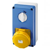 Prises verticales étanches avec interrupteur de verrouillage 50/60hz avec fonc (IEC309) (IP55)2p+t 63a 110v 4h sbf (GW67256N)