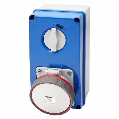 Prises verticales �tanches avec interrupteur de verrouillage 50/60hz avec fonc (IEC309) (IP55)2p+t 63a 400v 9h sbf (GW67262N)
