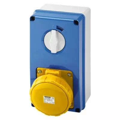 Prises verticales �tanches avec interrupteur de verrouillage 50/60hz avec fonc (IEC309) (IP55)3p+n+t 63a 110v 4h sbf (GW67258N)