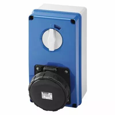 Prises verticales �tanches avec interrupteur de verrouillage 50/60hz avec fonc (IEC309) (IP55)3p+n+t 63a 500v 7h sbf (GW67266N)