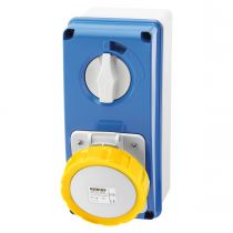 Prises verticales étanches avec interrupteur de verrouillage 50/60hz avec fonc (IEC309) (IP55)3p+t 32a 110v 4h sbf (GW66213N)