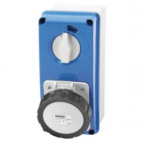 Prises verticales étanches avec interrupteur de verrouillage 50/60hz avec fonc (IEC309) (IP55)3p+t 32a 500v 7h sbf (GW66221N)