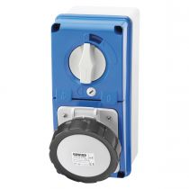 Prises verticales étanches avec interrupteur de verrouillage 50/60hz avec fond et socle porte fusible (IEC309) (IP67)3p+n+t 16a