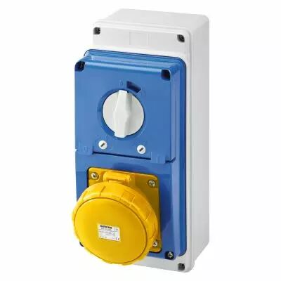 Prises verticales �tanches avec interrupteur de verrouillage 50/60hz avec fond et socle porte fusible (IEC309) (IP67)3p+n+t 63a