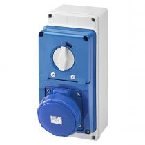 Prises verticales étanches avec interrupteur de verrouillage 50/60hz avec fond et socle porte fusible (IEC309) (IP67)3p+t 63a 23