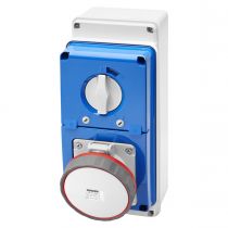 Prises verticales étanches avec interrupteur de verrouillage 50/60hz avec fond et socle porte fusible (IEC309) (IP67)2p+t 63a 40