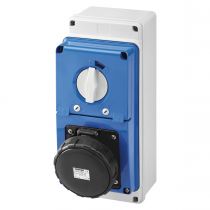 Prises verticales étanches avec interrupteur de verrouillage 50/60hz avec fond et socle porte fusible (IEC309) (IP67)3p+t 63a 50