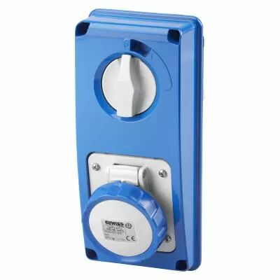 Prises verticales �tanches avec interrupteur de verrouillage 50/60hz sans fonc (IEC309) (IP55)2p+t 16a 230v 6h sbf (GW66304N)