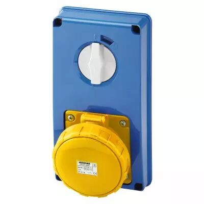 Prises verticales �tanches avec interrupteur de verrouillage 50/60hz sans fonc (IEC309) (IP55)2p+t 63a 110v 4h sbf (GW67356N)