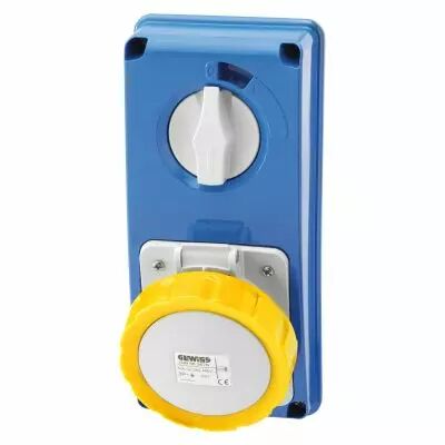 Prises verticales �tanches avec interrupteur de verrouillage 50/60hz sans fonc (IEC309) (IP55)3p+n+t 16a 110v 4h sbf (GW66303N)