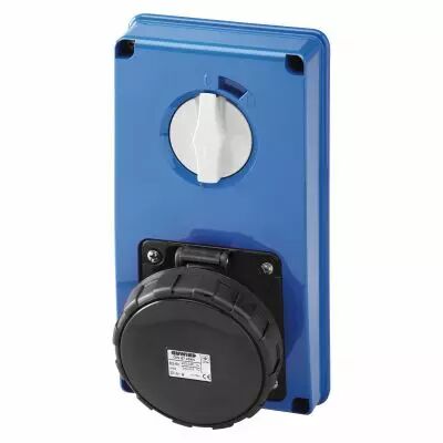 Prises verticales �tanches avec interrupteur de verrouillage 50/60hz sans fonc (IEC309) (IP55)3p+n+t 63a 500v 7h sbf (GW67366N)