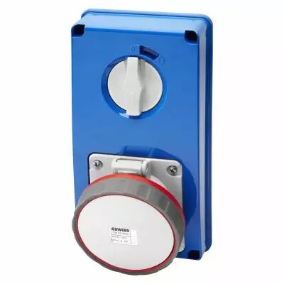 Prises verticales �tanches avec interrupteur de verrouillage 50/60hz sans fonc (IEC309) (IP55)3p+t 63a 400v 6h sbf (GW67363N)