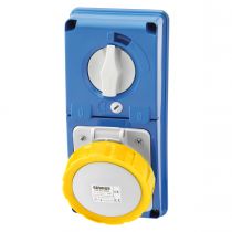 Prises verticales étanches avec interrupteur de verrouillage 50/60hz sans fond et avec socle porte fusible (IEC309) (IP55)3p+n+t
