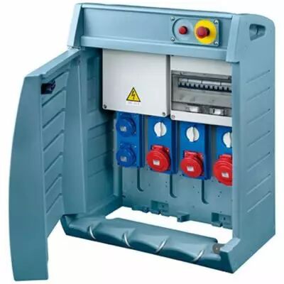 Q-box 4-80 avec bornier d\'alimentation - c�bl� - 2 prises 2p+t 16a + 2 prises 3p+t 16a + 1 prise 3p+t 32a - ip55