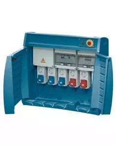 Q-box 6-100 avec bornier d\'alimentation - c�bl� - 2 prises 2p+t 16a + 2 prises 3p+n+t 32a + 2 prise 3p+n+t 63a - ip55