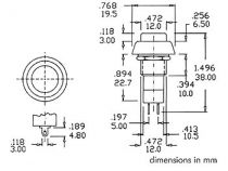 R18-25a bouton-poussoir off-on noir 1a/125v (R1825A/B/125)