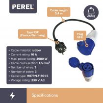 Raccord fiche schuko vers prise cee (ECEEC)