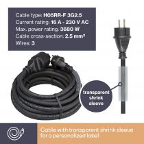 Rallonge en caoutchouc 5m - 3g2.5 (EC05R25)
