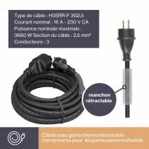 Rallonge en caoutchouc 5m - 3g2.5 (EC05R25)