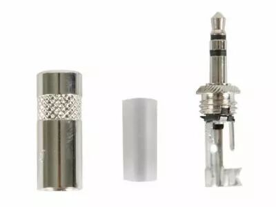 Rean - fiche 3.5mm � 3 points, corps m�tallique avec collier de c�ble � sertir (NYS231)