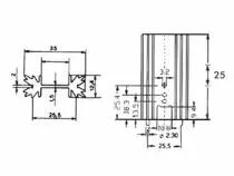 S73 l=25mm with pins following descript (ML73/25P)