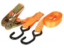 Sangle darrimage avec tendeur à cliquet + crochets - max. 500kg - 4.5m x 25mm (ARAT6)