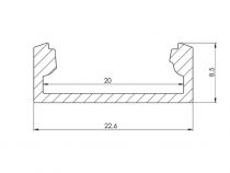 SLIMLINE LARGEUR 20 mm - PROFILÉ EN ALUMINIUM POUR RUBAN LED - ALUMINIUM ANODISÉ - ARGENT - 2 m (AL-SLW8-2)