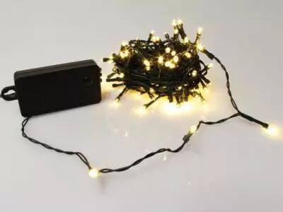 Smart Light LED - 10 m - 100 lampes blanc chaud - fil vert - modulateur - piles non fournies (SML-LED-10-UW)