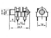 Socle 6.35mm  mono avec coupe-circuit (CA045)