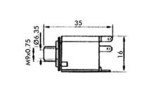 Socle 6.35mm mono avec interrupteur (CA043)