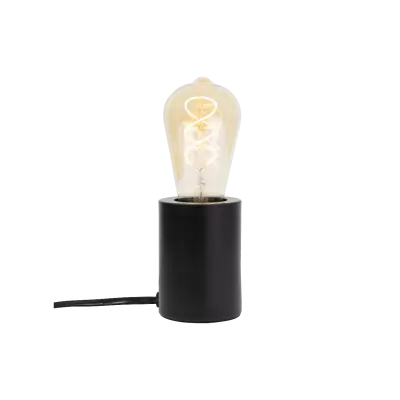 Socle de lampe E27 effet m�tal noir