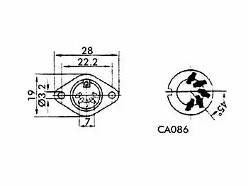Socle femelle metal 5 broches, 180� (CA086)