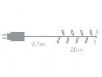 Sparkle Light LED - 20 m - 300 lampes blanches - fil vert - modulateur (SP-LED-20-300-24V-W)