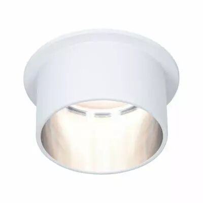 Spot encastr� LED Gil IP44 rond 68mm Coin 6W 470lm 230V 2700K Blanc d�poli/Acier bross� (93384)