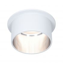 Spot encastré LED Gil IP44 rond 68mm Coin 6W 470lm 230V 2700K Blanc dépoli/Acier brossé (93384)